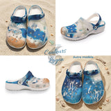 Sabots Crocs Homme Blanc Marbre Marine TieDye | Chaussures Plage EVA Légères | Couleurs Lagon — vue d'ensemble