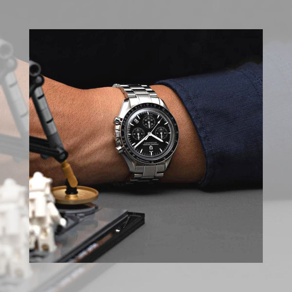 Montre tachymètre homme SPEEDMASTER MoonWatch V4 hommage Omega vue 24 - Couleurs Lagon
