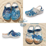 Sabots Crocs Homme Blanc Marbre Marine Méduses | Chaussures Plage EVA Légères | Couleurs Lagon — vue d'ensemble