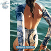 dos nu 2 UPF - Combi Surf Manche Longue Push-Up Dos Nu Licou Zip Palmier BLEU TAHITI - Couleurs Lagon