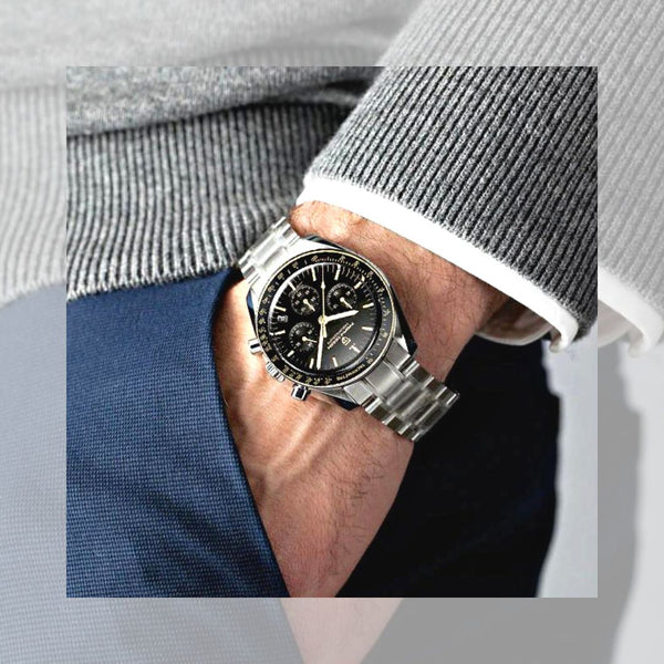 Montre tachymètre homme SPEEDMASTER MoonWatch V4 hommage Omega vue 25 - Couleurs Lagon