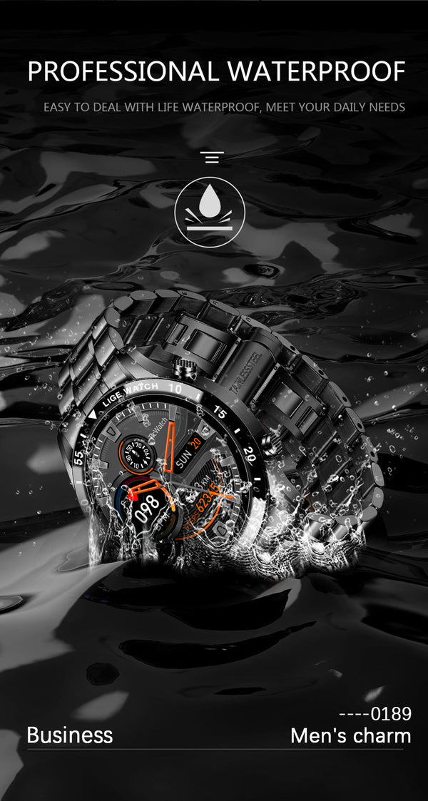 etanche PRO - Montre connectée LIGE homme IP67 – écran HD Bluetooth | Couleurs Lagon