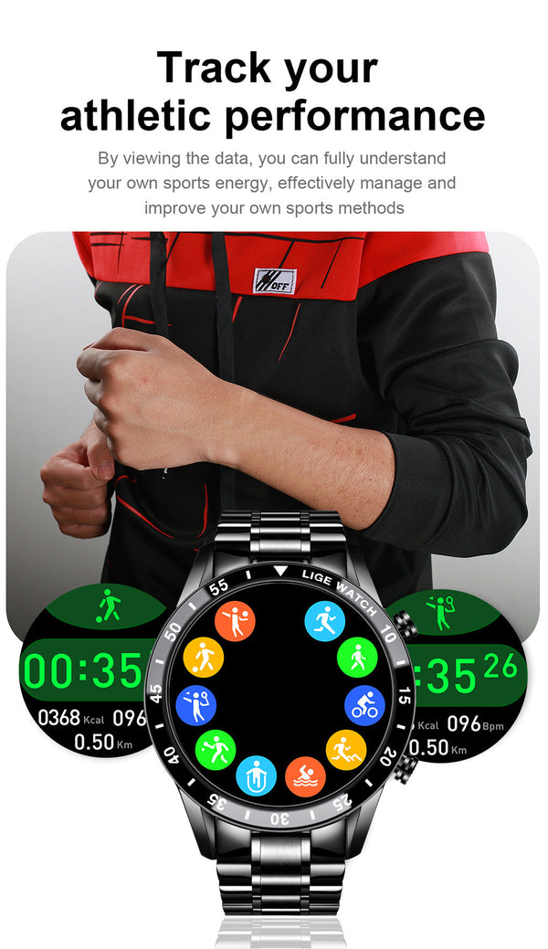 suivi de vos performances - Montre connectée LIGE homme IP67 – écran HD Bluetooth | Couleurs Lagon