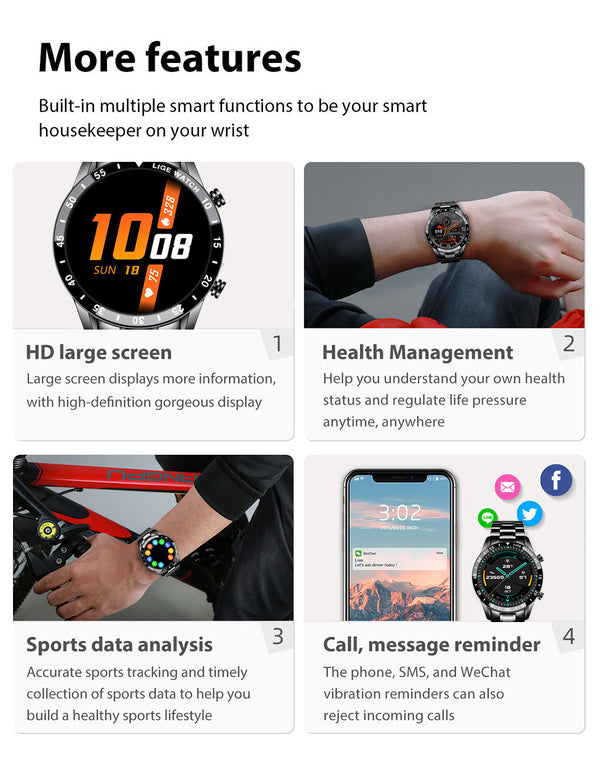 autres caracteristiques - Montre connectée LIGE homme IP67 – écran HD Bluetooth | Couleurs Lagon