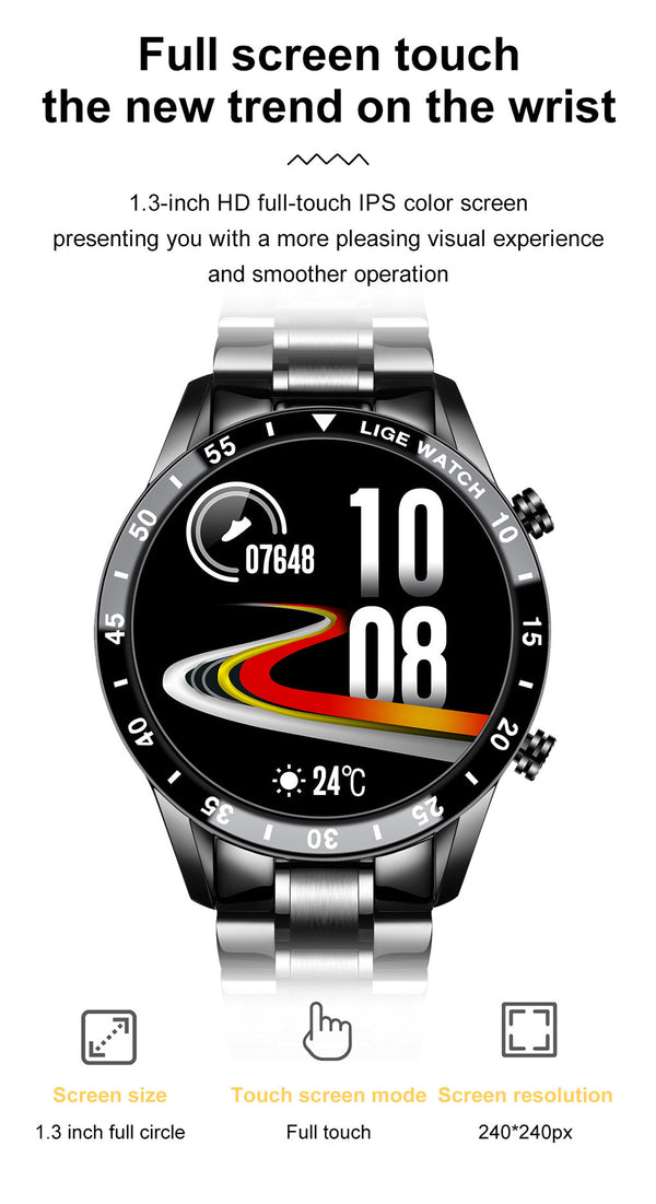ecran haute definition 240x240 - Montre connectée LIGE homme IP67 – écran HD Bluetooth | Couleurs Lagon