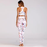 Ensemble legging sport femme yoga floral blanc — modèle de dos - Couleurs Lagon