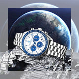 Montre tachymètre homme SPEEDMASTER MoonWatch V4 hommage Omega bracelet acier - Couleurs Lagon