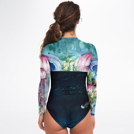 dos - Combi surf manches longues MITI caraco Meduses II Couleurs Lagon