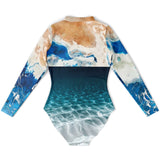 Combi surf femme UPF50+ MITI Caraco Bleu Marine — vue dos à plat — Couleurs Lagon