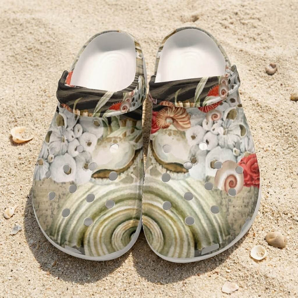 Sabots Crocs Homme Sable et Coquillages 2 | Chaussures Plage EVA Légères | Couleurs Lagon — vue de dessus