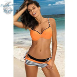 Couleurs Lagon - Bikini Push Up Uni Trio Brazil - Orange