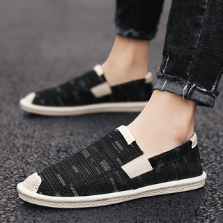 Espadrille homme toile de lin gris foncé – vue de face – Couleurs Lagon