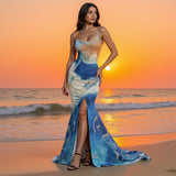 pres sunset - Robe Longue Évasée Stripe - Élégance Océanic – COULEURS LAGON