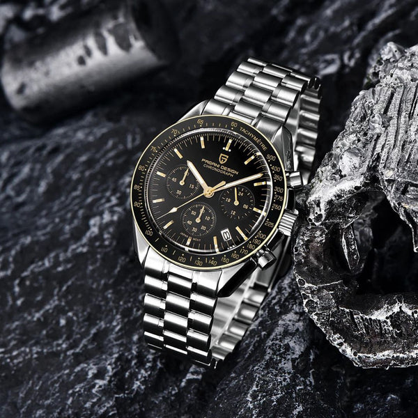 Montre tachymètre homme SPEEDMASTER MoonWatch V4 hommage Omega vue 30 - Couleurs Lagon