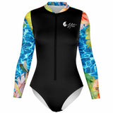 avant 3D - Combi surf manches longues MITI Caraco ISLAND VIBES Couleurs Lagon