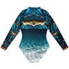 dos a plat - Combi surf manches longues MITI caraco Benitier Bleu II Oceanic Sombre - Couleurs Lagon