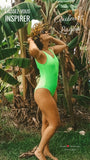 3/4 av - Couleurs Lagon - Sexy Monokini 1 pièce Push-Up Bas Tangua Brésilien