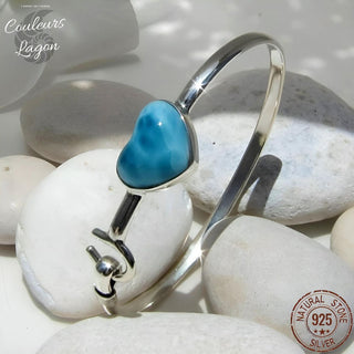 Couleurs Lagon - Bracelet Argent 925 et Larimar BLUE HEART