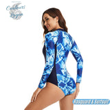 arrière - Combi Surf Manche Longue Push-Up TieDye BLEU MARINE