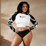 avant - Lycra MITI Crop Top Femme Caraco Recyclé UV50 Nautile Noir Ed Spe - Couleurs Lagon
