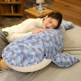 Couleurs Lagon - Jouet Peluche Oreiller Baleine Bleu 3D 50-110cm - modele 110cm
