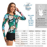 Couleurs Lagon - Veste et Boxer Shorty Push-Up Lycra Rashguard Manche Longue floral HIBISCUS - tailles