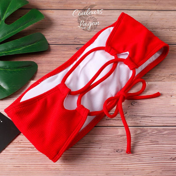 Couleurs Lagon - Sexy Bikini 2 pièces Micro Bandeau Lacets Tangua Taille Haute Brésilien