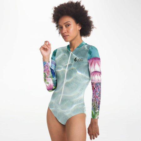 pose - Combi surf manches longues MITI caraco Meduses Couleurs Lagon