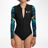 Combi surf caraco fermeture éclair frontale — détail zip — MITI Bénitier Bleu Océan Couleurs Lagon