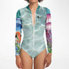 zip av - Combi surf manches longues MITI caraco Meduses Couleurs Lagon