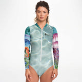 av - Combi surf manches longues MITI caraco Meduses Couleurs Lagon