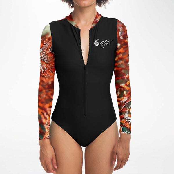 zip av - Combi surf manches longues MITI caraco Gorgone Couleurs Lagon