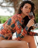 presentation - Combi Surf Rashguard Manche Longue Floral POLYNESIE - Couleurs Lagon
