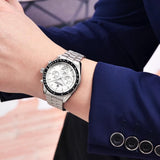 Montre tachymètre homme SPEEDMASTER MoonWatch V4 hommage Omega vue 3 - Couleurs Lagon