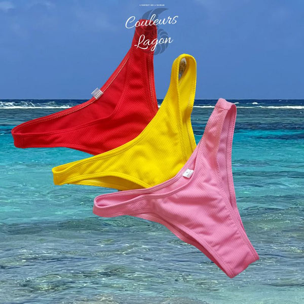 Couleurs Lagon - Sexy Bikini 2 pièces Micro Bandeau Lacets Tangua Taille Haute Brésilien