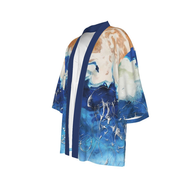 gauche 3d - Kimono Court Japonais Homme – OCEANIC Gala du Lagon NIKF - Couleurs Lagon