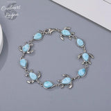 Couleurs Lagon - Bracelet Argent s925 et Larimar Sérénité TORTUES