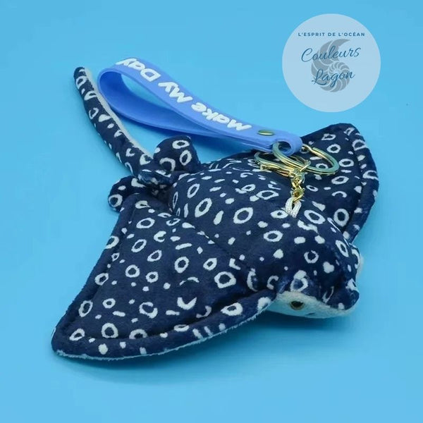 Peluche Réaliste Raie Aigle Léopard Bleu - petit modele porte clé