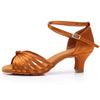 bronze 5cm - Chaussure Danse Latine Femme Satin Noeud Talon 5-7cm Pro - Couleurs Lagon