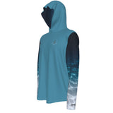 gauche - Sweat capuche manche longue et pouce UPF50+ pacific turquoise - Couleurs Lagon