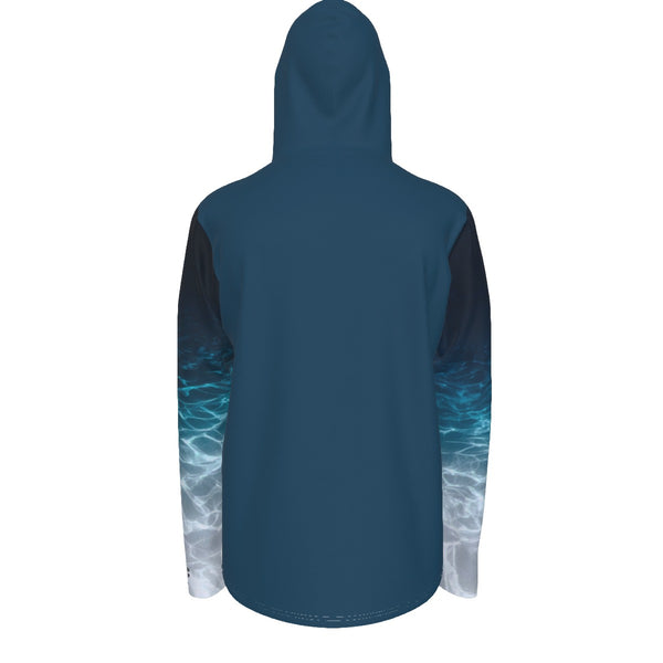 dos - Sweat capuche manche longue et pouce UPF50+ pacific marine - Couleurs Lagon