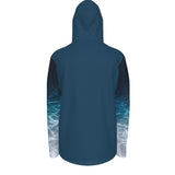 dos - Sweat capuche manche longue et pouce UPF50+ pacific marine - Couleurs Lagon
