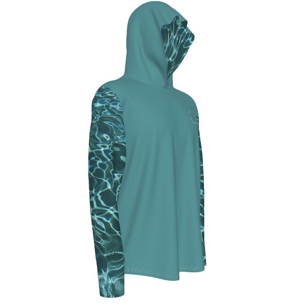 droite - Sweat capuche manche longue et pouce UPF50+ vert turquoise - Couleurs Lagon