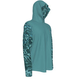 droite - Sweat capuche manche longue et pouce UPF50+ vert turquoise - Couleurs Lagon