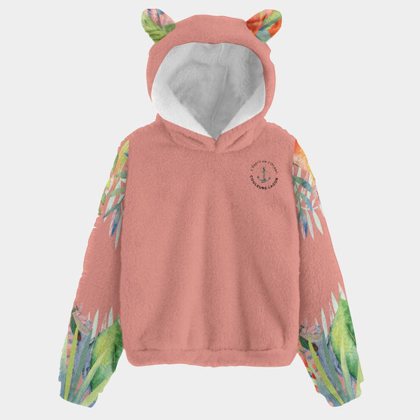 avant - Polaire Mahïna – Le Hoodie Enfant 4-16 ans qui Fait Fondre les Cœurs - Rose - Couleurs Lagon