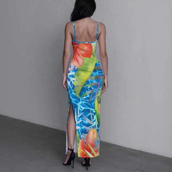 dos - Robe Longue Évasée Stripe - Island Vibes – COULEURS LAGON