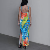 dos - Robe Longue Évasée Stripe - Island Vibes – COULEURS LAGON