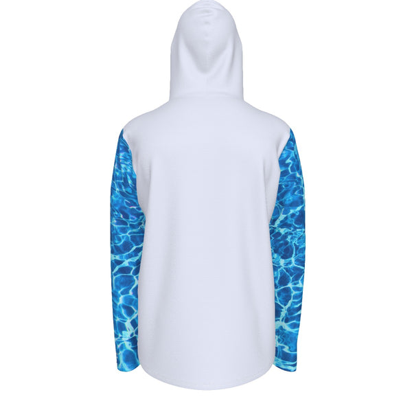 dos - Sweat à capuche manche longue et pouce UPF50+ blanc lagon