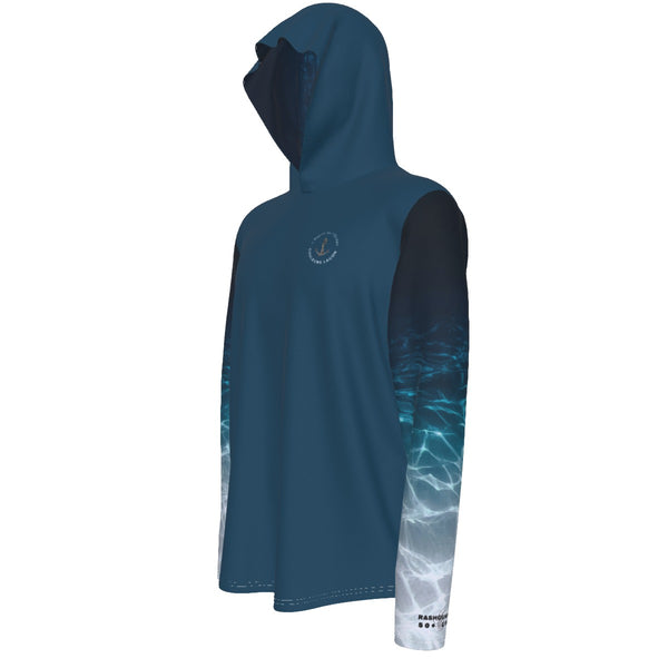 gauche - Sweat capuche manche longue et pouce UPF50+ pacific marine - Couleurs Lagon