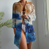 avant - Chemise Kimono Femme ML Oceanic Gala Bleu Blanc | Édition NIKF